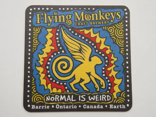 Beer Bar Coaster: FLYING MONKEYS Craft Brewery Normal is Weird ~ Ontario, CANADA