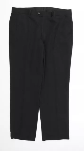 T&W Mens Black Polyester Trousers Size 36 in L29 in Regular