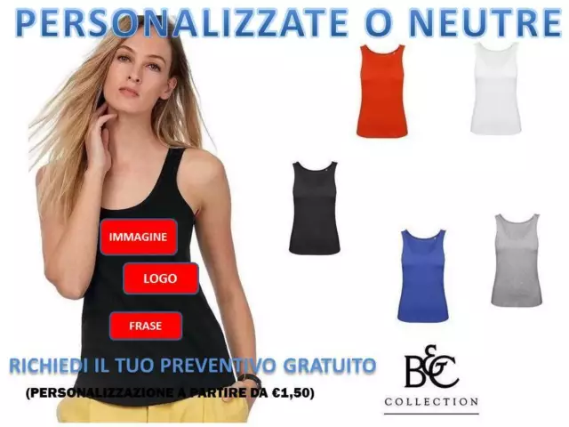 canottiera personalizzabile donna canotta t-shirt senza maniche b&c cotone 100%