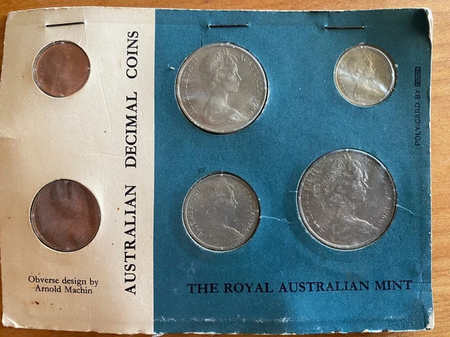 1966 AUSTRALIAN DECIMAL Coins set Blue Card Uncirculated Royal ...