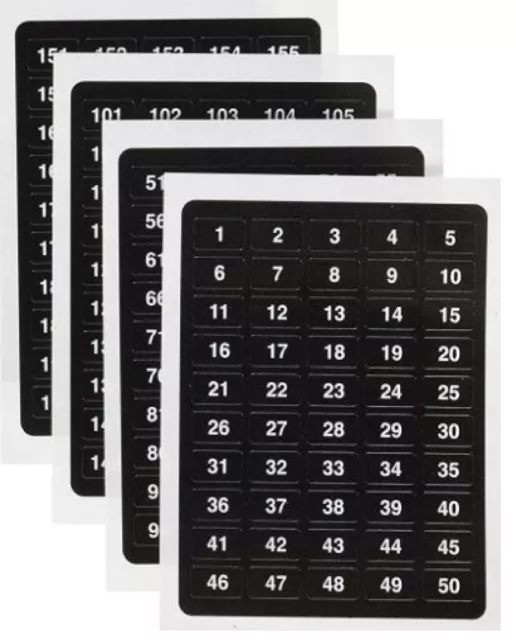 200 Sticky Numbered Labels 1 - 200 Self Adhesive Stickers Number Labels BLACK