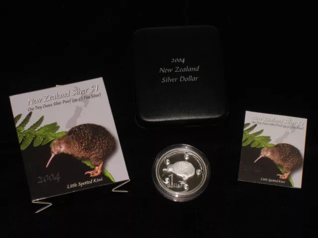 Neuseeland Kiwi - 2004 - Silber $1 PP Munzen- 1 OZ Little Spotted Kiwi RAR !!!