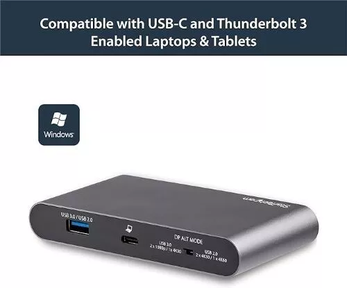 StarTech.com USB-C Dock- 4K Dual Monitor DisplayPort-2x USB-A - Gigabit Ethernet 3