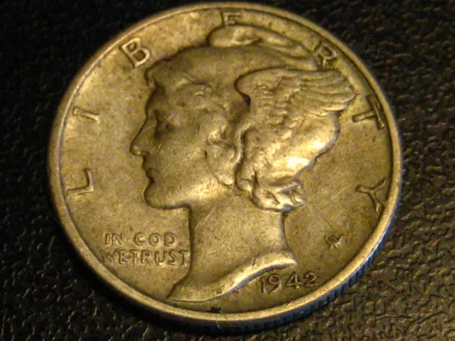1942-P 90% Silver Mercury Head Dime XF
