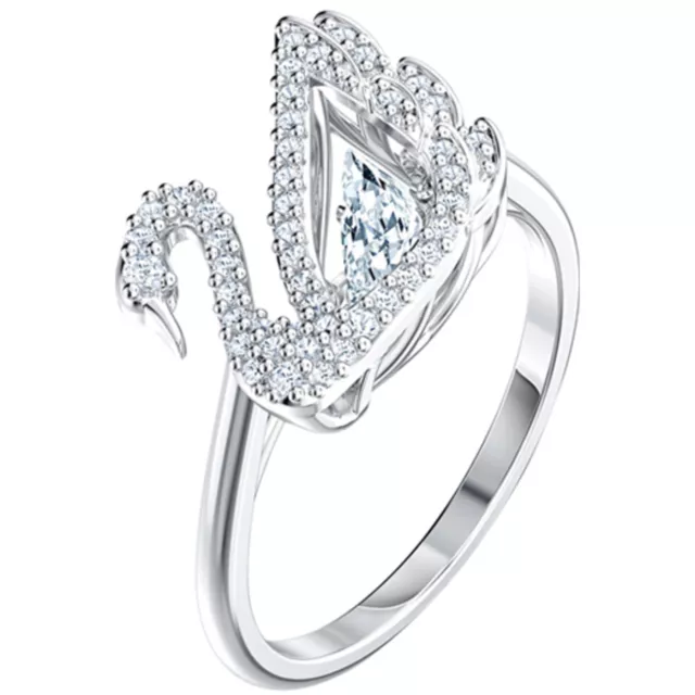 Swarovski Women's Ring Dancing Swan Rhodium Plated and Crystal Size 6.75 5520712