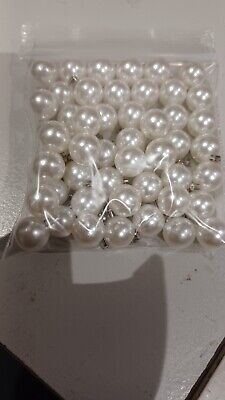 50 cuentas de perlas blancas sin orificio/cerradas de 10 mm con garras para conectar uso con máquina