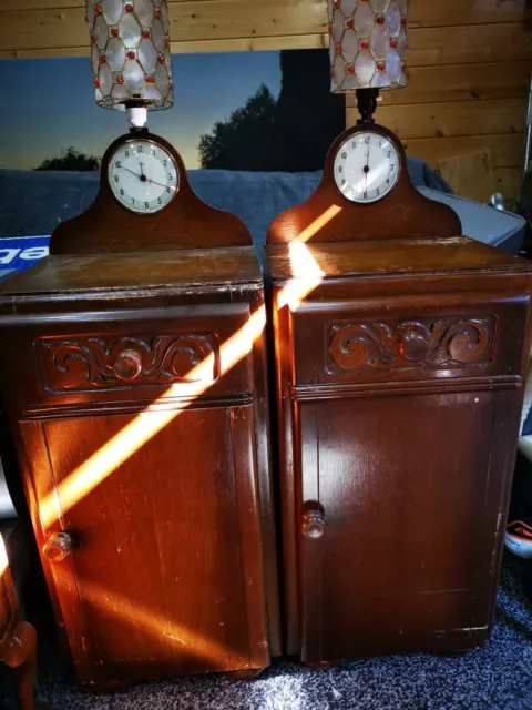 Pair Of 1920s Carved Oak Bedside Tables