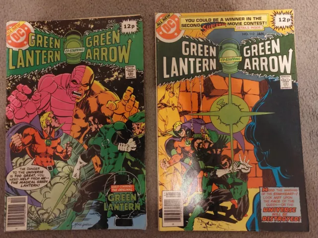 Green Lantern (ft. Green Arrow). #111 & 112. Two 1978/9 Bronze Age Comics.