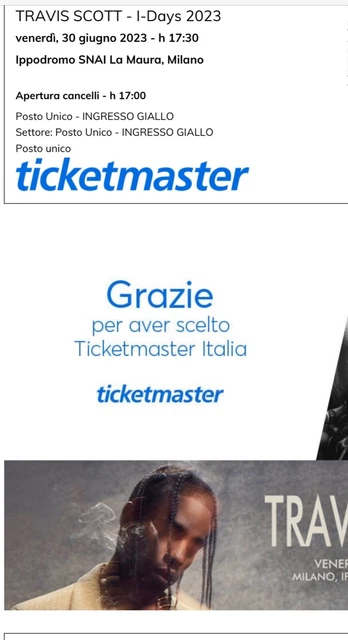 Biglietti concerto Travis Scott 30 giugno 2023 Ippodromo SNAI Milano