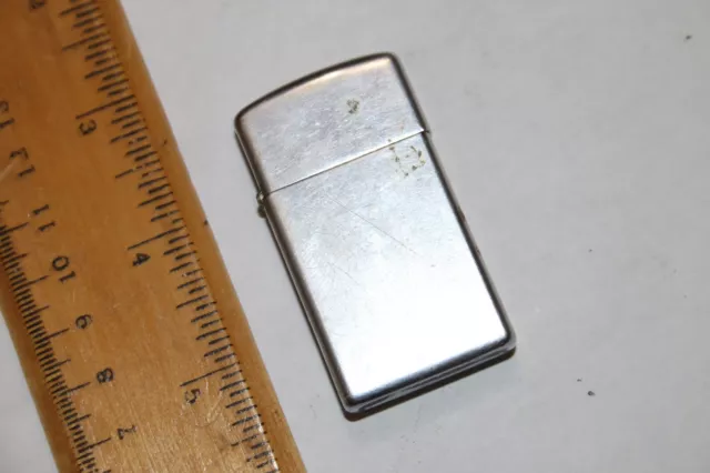 Vintage 1967 SLIM Zippo Cigarette Lighter Used Estate Purchase Damaged Cam JSH