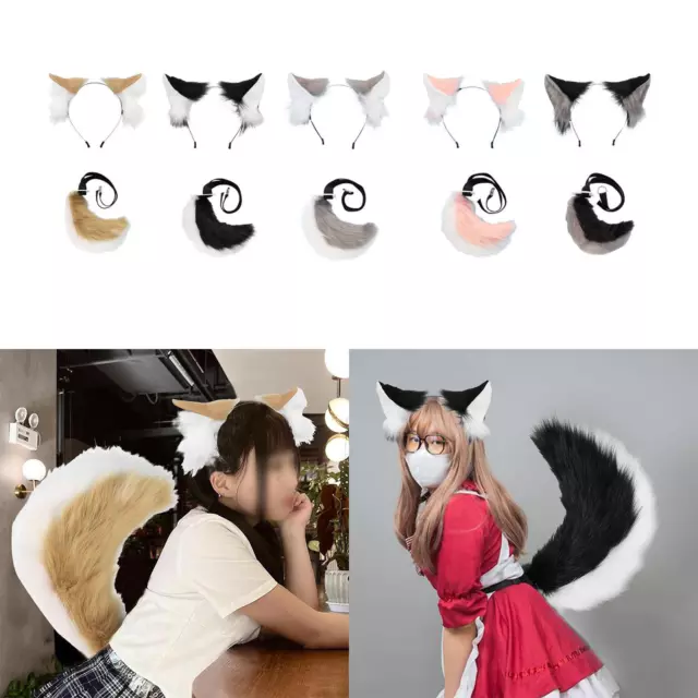 Oreilles de chat et costume de cosplay de décoration de grande queue pour