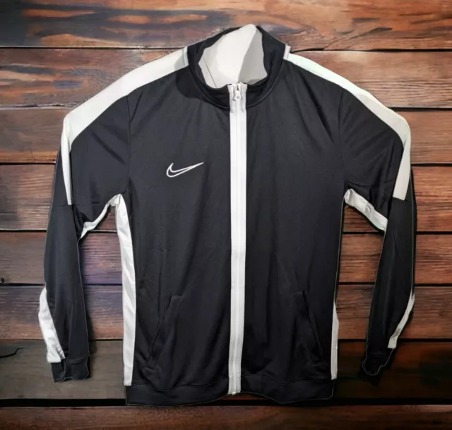 Nike Boys Track Jacket Full Zip Black with White Size Medium New
