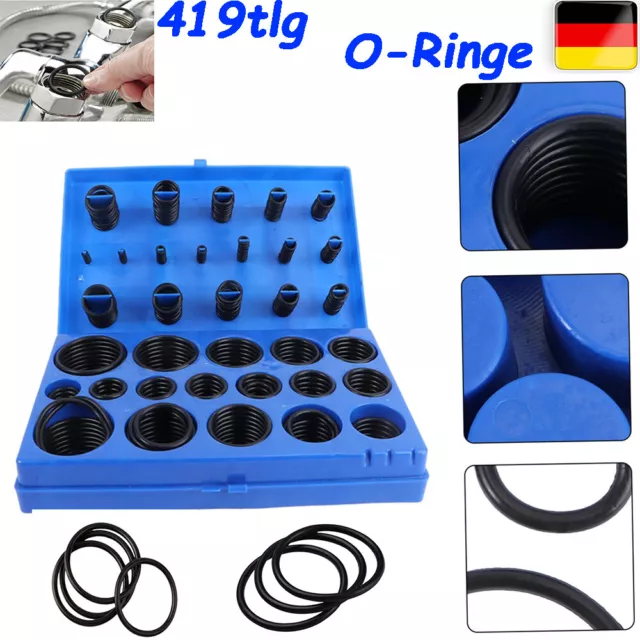 419tlg O-Ringe Dichtringe Sortiment KFZ Gummi Dichtungsringe Set Metrisch 3-50mm