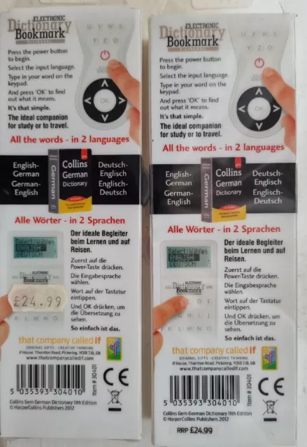 Electronic Dictionary Bookmark , English to German Translation , New 2