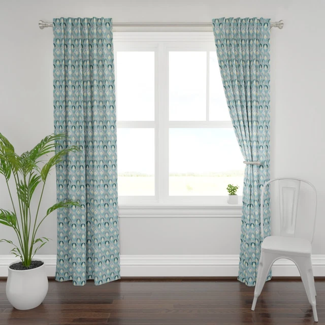 Abstract Midcentury Floral Retro Vintage 50" Wide Curtain Panel by Spoonflower