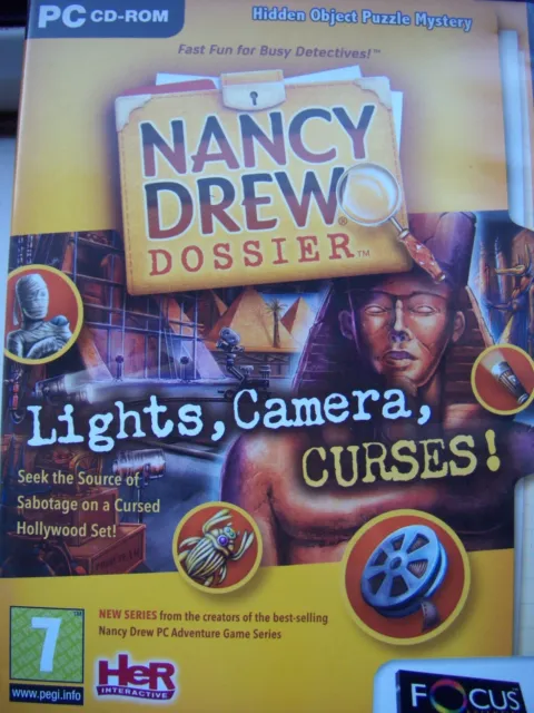 Nancy Drew Dossier---Lights, Camera. Curses!---Hidden Object---Pc Cd---Mint