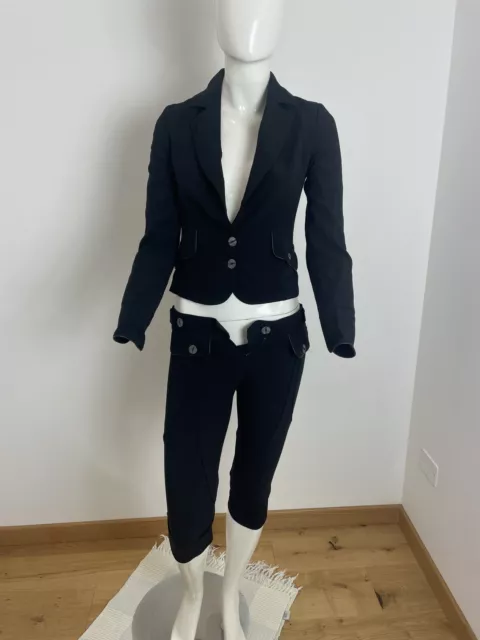 Patrizia Pepe Firenze Completo Set Pantalone Giacca Nero Tg Size 40