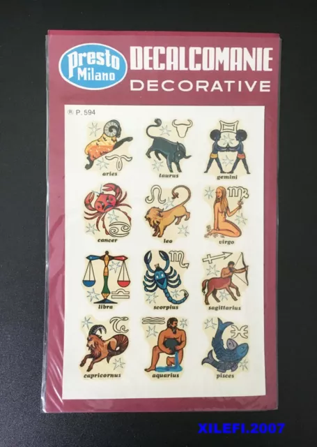 Zodiaco Segni Decalcomanie Anni 70 Decorative Vintage-Presto (Mi)-Lotto Oroscopo