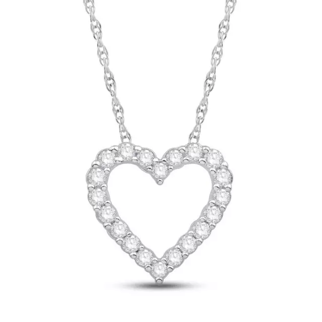 925 Sterling Silver Womens Minimalist Love Open Heart Necklace Pendant CZ Heart