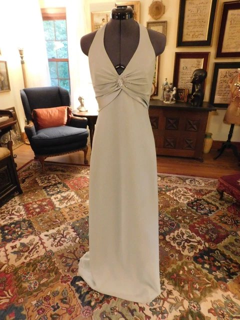 LIGHT MINT GREEN 'DaVINCHI' FORMAL A-LINE CREPE CHIFFON GOWN S 8