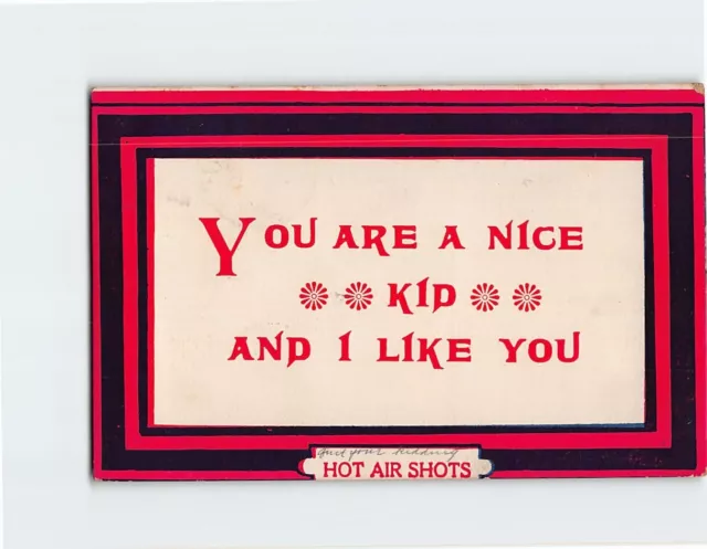 Postcard You Are A Nice Kid And I Like You, Hot Air Shots with Frame Art Print