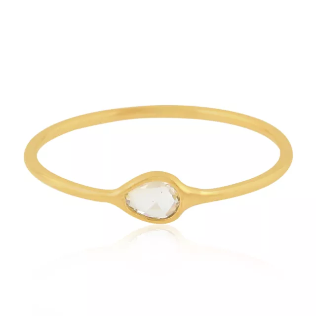 Naturel Chaton Diamant Empillable Anneau Bague 18K or Jaune Handmade Fin Bijoux