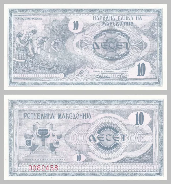 Mazedonien / Macedonia 10 Denari 1992 p1a unz.