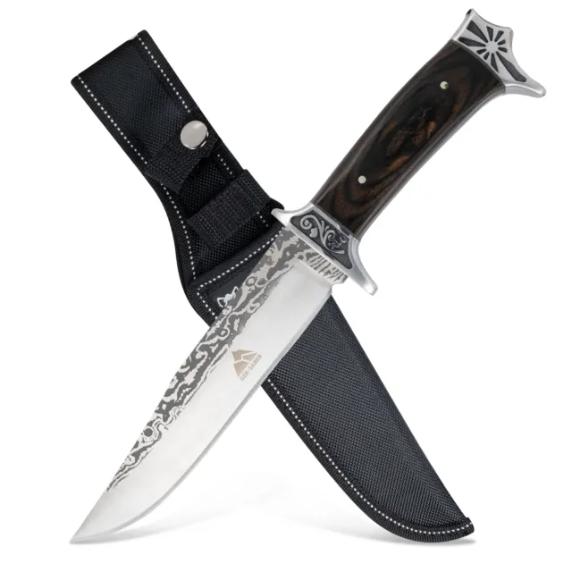 Jagdmesser ClipPoint Klinge mit Gürtelholster 31cm Einhandmesser Outdoor Messer