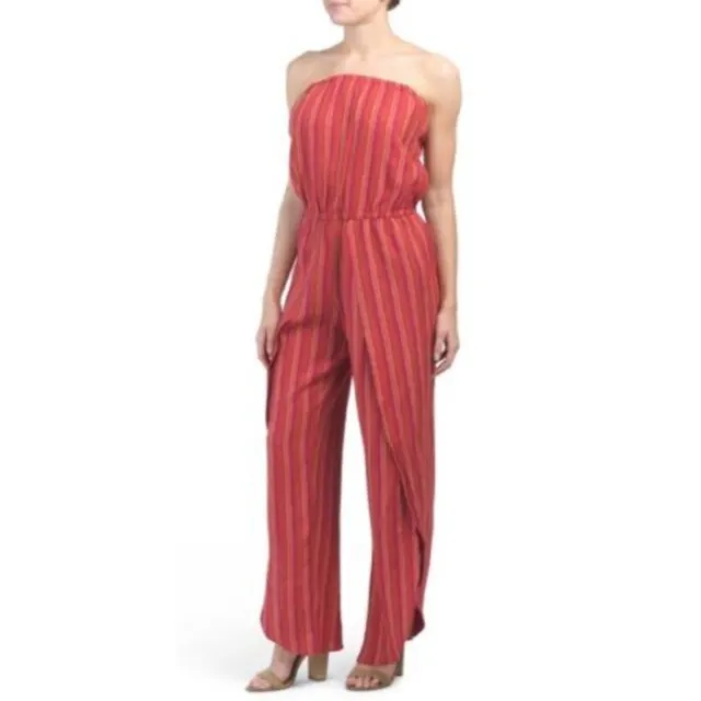 Anthropologie DREW Emerson Red Magenta Strapless Jumpsuit NWT