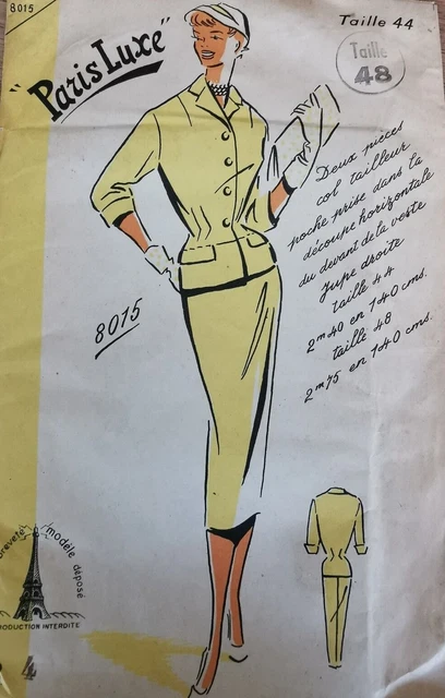 Patron De Couture Tailleur Jupe-veste Taille 44 - Magazine Femmes D'Aujourd'hui N°879 (1962)