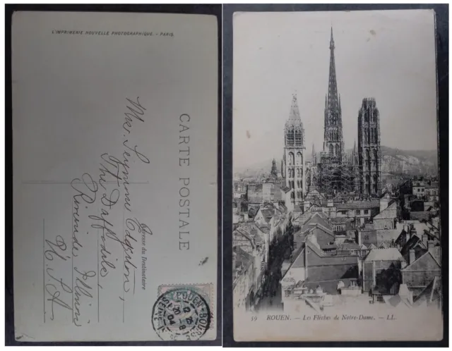1904 France Postcard-Notre Dame ties 5c Stamp cd Pouen-Bourse