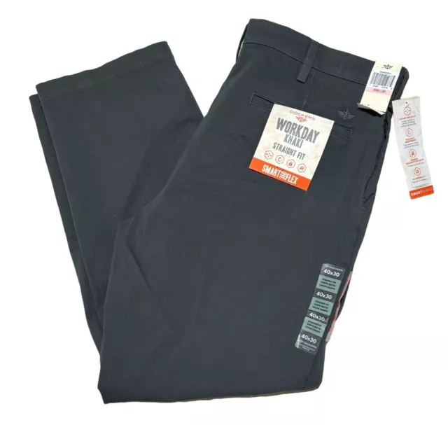 NWT Dockers Workday Khaki Straight Fit Smart 360 Flex Pants Size 40 X 30 Gray