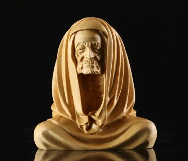 5.5 CM High Carved Boxwood Carving Figurine - Damo Monk Elder