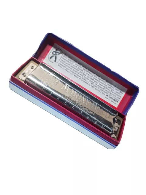 Vintage M. Hohner Marine Band Harmonica No 1896 in Original Box Key of C Germany