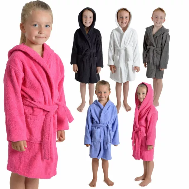 Dressing Gown for Boys Kids Bathrobe Towelling Robes Super Soft 100% Cotton