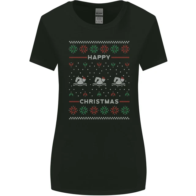 Natale Nuoto Design Donna più Ampia Taglio T-Shirt
