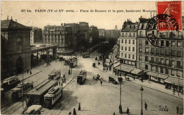 CPA PARIS 15e Place de Rennes. la Gare Bd Montparnasse (535973)