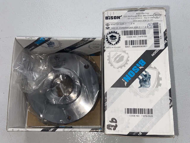 Bison 8285-5”  1-1/2”-8 Threaded Lathe Chuck Backplate 5" 3-Hole   7-876-052B