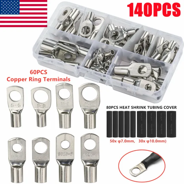 280PCS Car Copper Lug Ring Terminals Cable Electrical Wire Crimp Connectors Kit