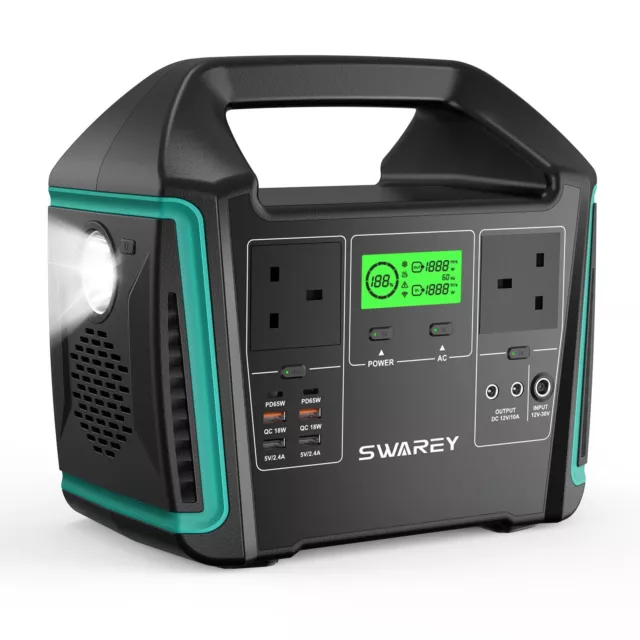 SWAREY Portable Power Station 1000W(1500W) 725.76Wh Solar Power Generator Supply