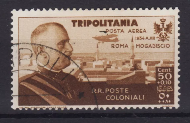 Colonie Tripolitania 1934 Posta Aerea Volo Roma Mogadiscio 50 Centesimi Usato