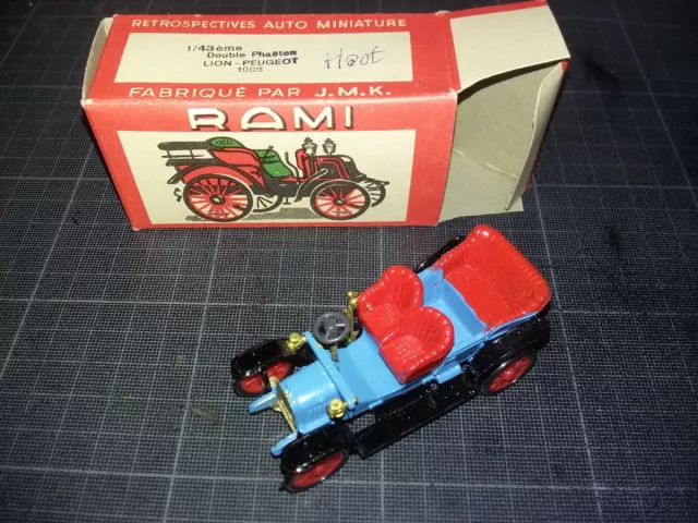 Ancienne Voiture miniature Rami JMK Double phaeton Lion Peugeot 1908 TBE - boite