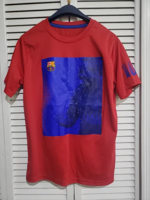 FC Barcelona Lionel Messi Short Sleeve T Shirt Youth Sz XL (See Condition)