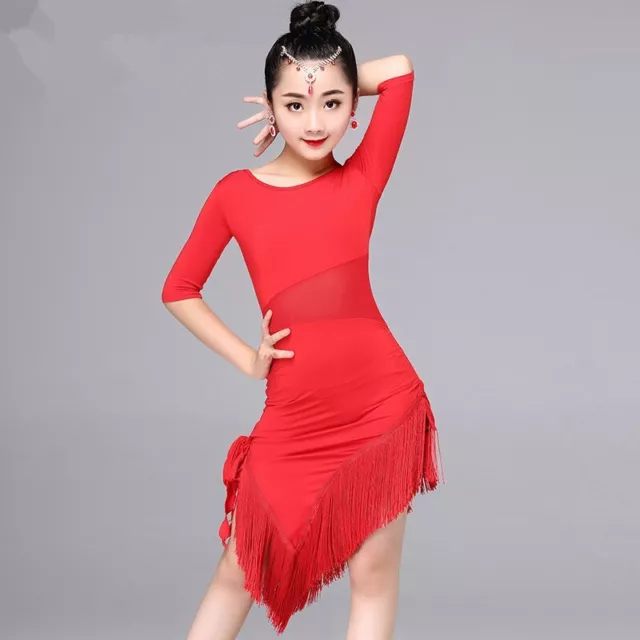 Bambine Latino Danza Abito Salsa Performance Stanza da Ballo Tango per la Nappa