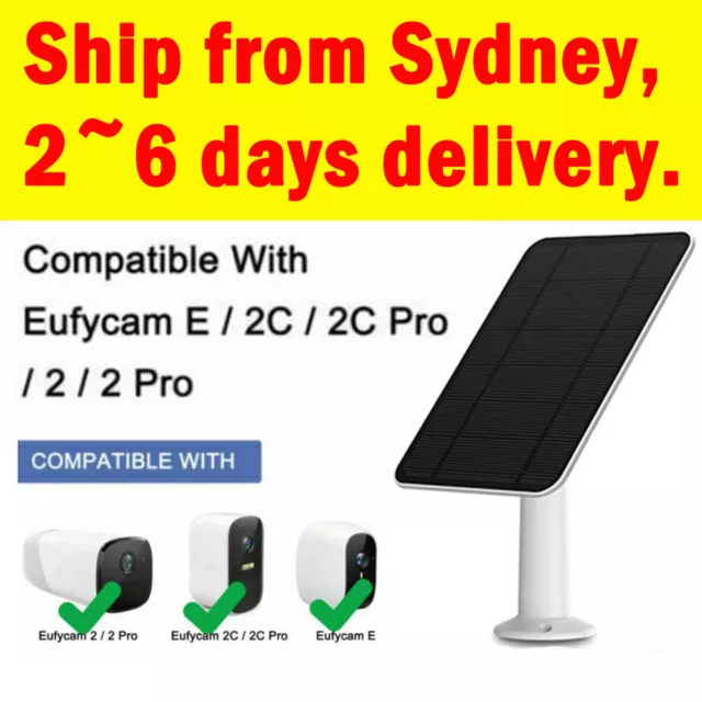 12W Solar Panels for Eufy Eufycam Cam E/2C/E/2 Pro Wall Mount +  Power Cable AU