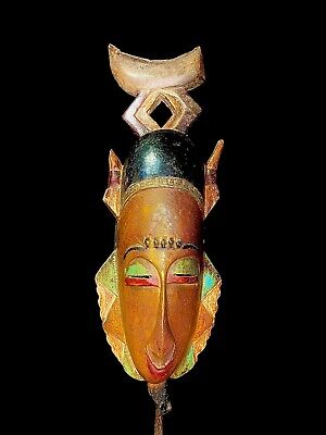 African Art Large Mask Baoulé Kpan Hand Carved Tribal Mask African Art-1756