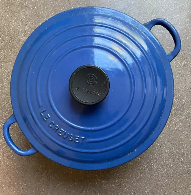 Vintage Le Creuset 22 Blue 3.5 Qt Dutch Oven Enameled Cast Iron