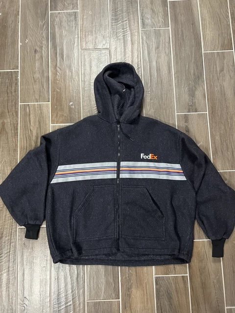 VTG FedEx Reflective Hoodie Fleece Jacket XXXL Union Made Stan Herman USA