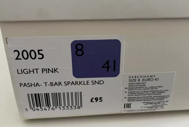 Jenny Peckham Light Pink Pasha T-Bar Sparkle Sandal 41 / 8 - RRP: £95 3