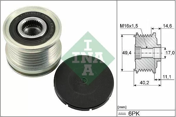 INA (535 0124 10) alternatore a ruota libera, generatore per Audi Man Porsche Seat 2